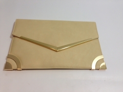 Beige and Gold Tone Clutch Bag  1011